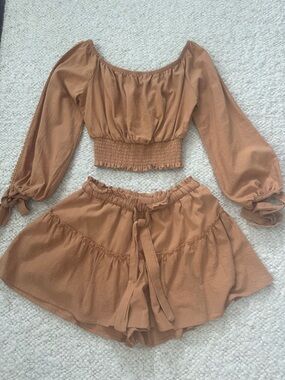 Kids Tan Elastic Waist Skirt - Lightweight Casual Bottoms